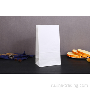Индивидуальный квадратный плоский белый крафт-бумажный пакет с плоским дном